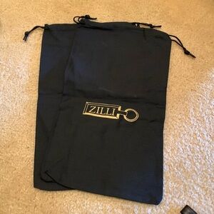 NEW ZILLI Black Shoe Dust Bags with Logo Made in Italy